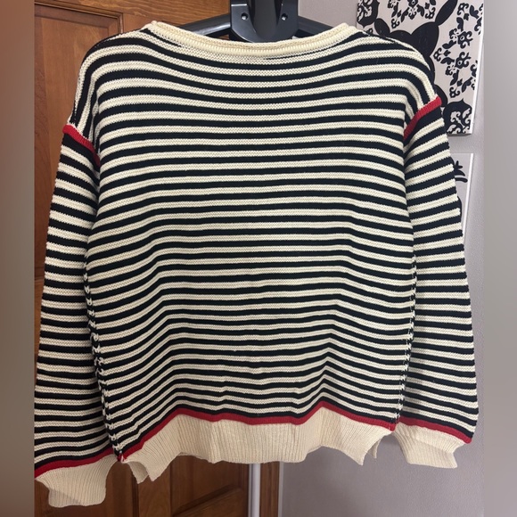 Striped Black and Cream Sweater NWOT - Picture 3 of 6